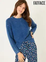 FatFace Elia Ink Blue Laundered Knitted Jumper (E82258) | $114