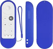 Protective Silicone Remote Case for Chromecast with Google TV 2020 Voice Remote Control, Skin-Friendly Protective Cover for 2020 Chromecast Voice Remote, Shockproof Washable Cover with Loop-Blue