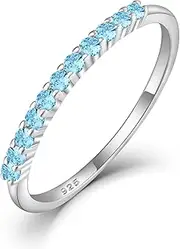 [starchenie] Stackable Ring for Women 925 Sterling Silver Eternity Band Thin Rings Size 5-10