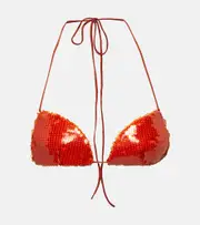 [LaQuan Smith] LaQuan Smith Sequined halterneck bra top AU 10 orange