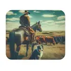 Mouse Pad (Rectangle) Cowboy and His Faithful Dog Overlooking a Herd of Cattle 2