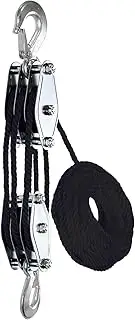 Rope Pulley Hoist - Pulley Hoist - Rope Hoist 2200 Lbs Breaking Strength Heavy Duty Rope Hoist | 50' Pulley Hoist, Block, Tackle 1100 lbs, Rope Hoist - 2200 Lbs Rope Hoist, Ratchet Puller Hoist for