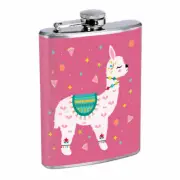 Llamas D10 Flask 8oz Stainless Steel Hip Drinking Whiskey