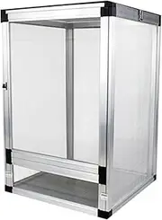 Lizard Feeding Transport Box Pet Aluminum Alloy Breeding Cage Habitats for Chameleon Reptile Snake Lizards Amphibians (Color : Silver, Size : 32x32 x46cm)