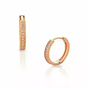 Sterling Silver Yellow Gold White Round Crystals CZ Womens Hoop Huggie Earrings