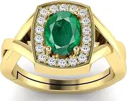 [DAURAYA GEMS] 12.25 Ratti 11.24 Carat Natural Emerald Ring (Natural Panna/Panna Stone Gold Ring) Original AAA Quality Gemstone Adjustable Ring Astrological Purpose for Men Women by Lab Certified,