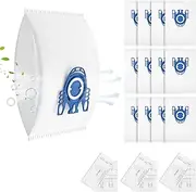 12 Pack 3D Airclean GN Vacuum Bags Compatible with Miele Classic C1, Complete C1, Complete C2, Complete C3, S227, S240, S270, S400, S2, S5, S8 Series Canister Vacuum Cleaner