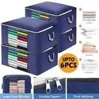 90L Large Clothes Storage Bag Quilt Blanket Fabric Home Organiser Zipper Boxes