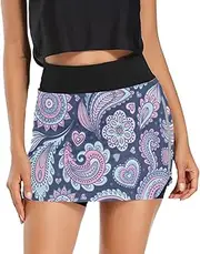 [ODAWA] Tennis Skirts for Women with Pockets Trees and Birds Athletic Golf Skorts Skirts Quick Drying Running Sport Skirt