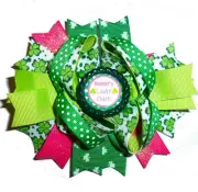 St. patrick's day green pink mommy's lucky charm dog collar slide accessory or