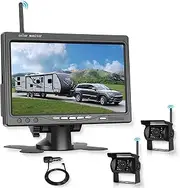 Wireless Reversing Camera Set with 7 Inch Monitor, 2 Rear View Cameras IP68 Waterproof IR Night Vision Wireless Car Camera for RV Truck Bus Car Truck Motorhome 12 V - 24 V