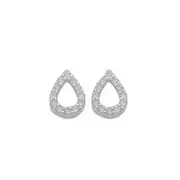 Bevilles Sterling Silver and Cubic Zirconia Open Pear Stud Earrings