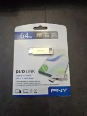PNY 64GB DUO LINK USB 3.2 Type-C Dual Flash Drive (A150) ~NEW~