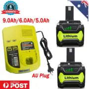 9.0Ah 6.0Ah 18V P108 For Ryobi One+ Plus RB18L50 Lithium Battery P105 & Charger