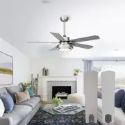 Ceiling Fans with Lights, 52inch Low Profile Ceiling Fan with Light, 6 Speeds...