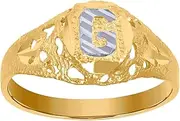 [JewelryWeb] Two tone Gold Teen-Teen Letter Name Personalized Monogram Initial G Band Ring 7.5x2.20mm Wide Size J 1/2