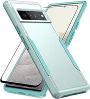 [Asuwish] Phone Case for Google Pixel 6 Pro with Tempered Glass Screen Protector Cover and Slim Thin Hybrid Full Body Protective Cell Accessories Pixel6Pro Pixel6 XL 6XL Pixle 6Pro 5G Women Men Green