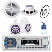 Pyle Boat Bluetooth USB Radio, LED 4" Tower Speakers, 6.5" Speakers, Antenna
