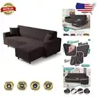 Luxurious Chocolate L Shape Sofa Slipcover with Herringbone Design & Pillows