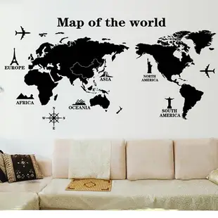 世界地圖貼 world map 牆貼 壁貼 壁紙 沂軒精品 E0084 (8.4折)
