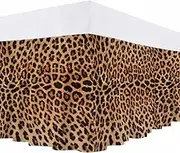 Bed Skirt Leopard Print Bed Skirt 16 Inch Drop Skin Pattern of a Wild Safari Animal Elastic Wrap Around Bed Skirt Dust Ruffle for Queen Size Bed