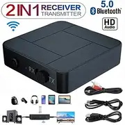 2 in 1 Wireless Bluetooth 5.0 Transmitter Receiver Portable Stereo Audio Music Receiver Adapter 3.5mm AUX Jack for Home TV Computer Speaker