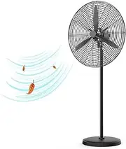 Pedestal Fan Industrial Fan Stand Fan, Heavy Duty Industrial Use 3 Speed With Aluminum High Speed Blades for Warehouse Open-Air Restaurant And Factory
