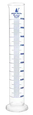 Eisco Labs 2000ml Graduated Cylinder, Class A - Blue Graduations, Round Base