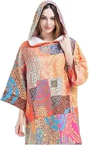 Ultralight Towel Poncho, Hooded Changing Robe, Microfibre, Unisex, Quick Dry, Compact, Changing Robe, Perfect for Beach Changing. (Color : Orange, Size : One Size)