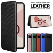 For Google Pixel 7 6 Pro 6A 5A 5 5G Carbon Fibre Case Leather Wallet Flip Cover