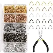 Tanstic 1001Pcs 10mm 5 Colors Triangle Open Jump Rings Pendant Pinch Bail Pendant Connector Including 1pc 4.5" Needle-Nose Pliers for Pendant Earring Bracelet Jewelry Making