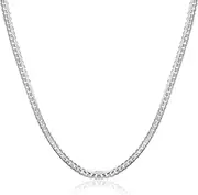 [LOCCY] Mens Chains Stainless Steel Titanium Simple Necklace 18/20/22inch Length, 4/5/6mm Width, Silver Plated Mens Chain Necklace Hip Hop Jewellery for Men Women