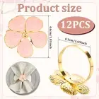 12Pcs Pink Flower Napkin Rings Set Elegant Floral Napkin Holder Table