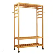 Wooden Clothes Rail and Garment Rolling Stand