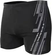 [Generic] Long Swim Trunks Line Beam Nylon Men's Breathable Printing Built-in Briefs Swimming Sexy Trunks Men's Swimwear Men Mesh Swimwear