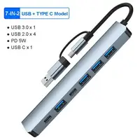 在飛比找樂天市場購物網優惠-【日本代購】USB C HUB 7 連接埠多 USB 分線器