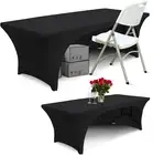 2PCS 8 Ft Spandex Table Cover Open Back Fitted Polyester Tablecloth Stretch Wash