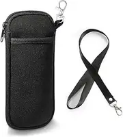 Universal Neoprene Cellphone Sleeve with Neck Strap Zipper Pouch for iPhone 16 Plus 15 14 13 12 11 Pro Max Samsung Galaxy S23 Ultra S22+ A54 A15 A14 A04 A33 A34 Google Pixel 7 6 Pro (Black)