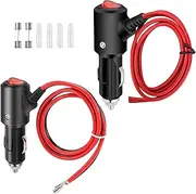 MAEZOE 2-Pack 12V Cigarette Lighter Plug with Switch, 2FT 14AWG Heavy Duty 12 Volt Cigarette Lighter Male Plug Replacement with Leads & LED Light for Car Truck Motorcycle RV