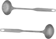 SOESFOUFU 2pcs Hot Pot Spoon Colander Ladle Hot Pot Strainer Scoop Shabu Shabu Utensils Slotted Skimmer Hot Pot Utensils Skimmer Strainer Spoon Cooking Skimmer Stainless Steel Silver