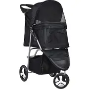 3 Wheel Travel Pet Stroller Carrier - Black