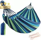 Outdoor Double Hammock Swinging Camping Hanging with Tree Strap Hook Blue