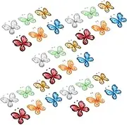 Kisangel 30pcs Glitter Butterfly Decorations Vibrant Organza Mesh Butterflies with Rhinestone Embellishments for Wedding DIY Crafts Clothing Decoration Scrapbooking and Card Making
