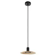 Mayazes LED Pendant Light in Black/Natural Wood
