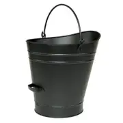ACHLA DESIGNS Ash Bucket 17"x18"x18" Double Bottom Black Powder Coated W/ Handle