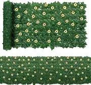 Artificial Ivy Privacy Fence - 1x Silk Cloth PP Greenery Vine Panels, Expandable Grass Screen, Garden Privacy Fence, Balcony Wall Decor | 96 Sunflowers Decorative Hedge, Patio Porch Outdoor Cover, A