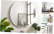 30 inch Beveled Bathroom Mirror, Frameless Round Mirror, 1" Polished Beveled