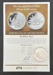 AUSTRALIA 1939-1945 WW2 SILVER MEDAL ( HELLFIRE PASS )