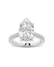 Bloomingdale's Fine Collection Lab Grown Pear & Round Cut Diamond Engagement Ring in 18K White Gold, 4.3 tcw
