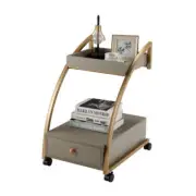 2 Layer C Shaped Rolling End Table with Drawer